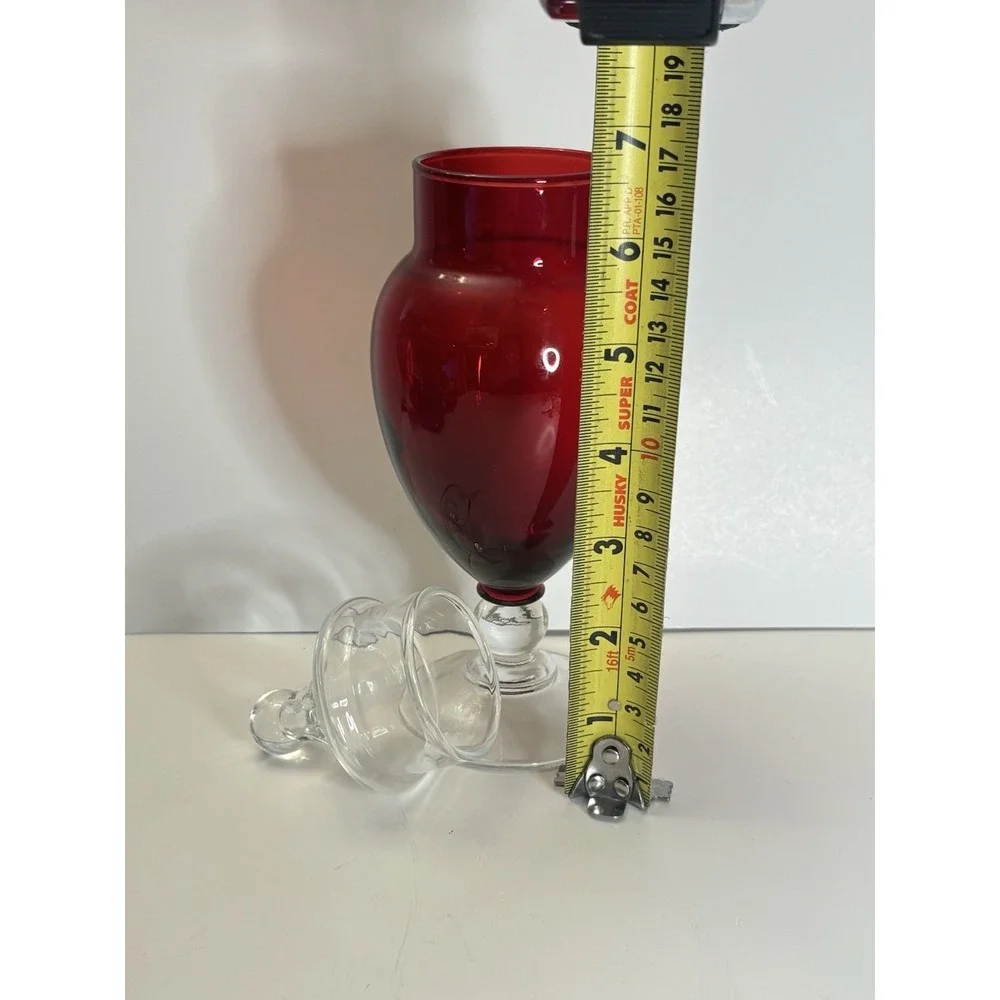 Vintage Anchor Hocking Glass Apothecary Jar with Lid Royal Ruby Red 8 1/4